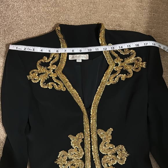 Victor Costa Vintage Black Gold Sequins Seed Beaded Luxurious Designer Jacket 8 - Picture 14 of 17